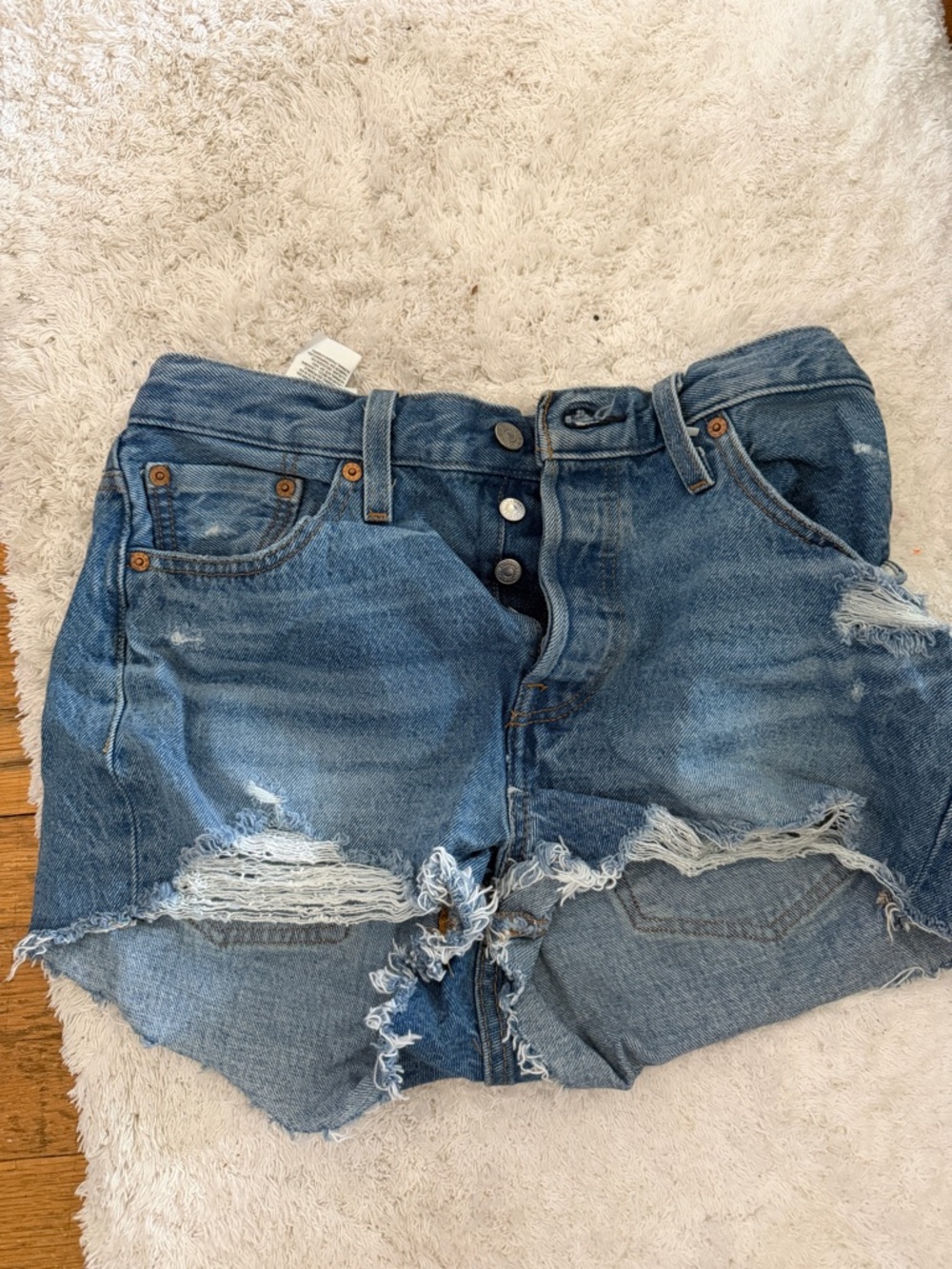 Distressed Blue Denim Women’s Shorts